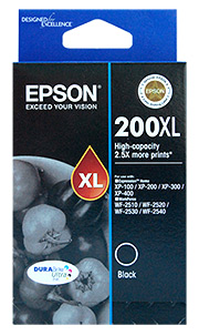 1 x Genuine Epson 200XL Black Ink Cartridge High Yield