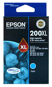 1 x Genuine Epson 200XL Cyan Ink Cartridge High Yield