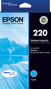 1 x Genuine Epson 220 Cyan Ink Cartridge Standard Yield