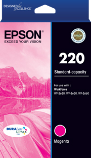 1 x Genuine Epson 220 Magenta Ink Cartridge Standard Yield