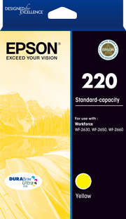 1 x Genuine Epson 220 Yellow Ink Cartridge Standard Yield