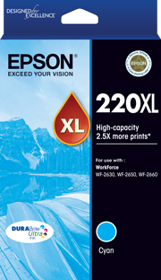 1 x Genuine Epson 220XL Cyan Ink Cartridge High Yield