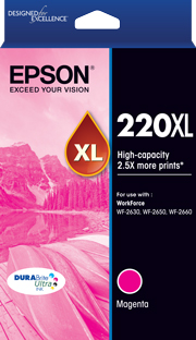 1 x Genuine Epson 220XL Magenta Ink Cartridge High Yield