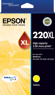 1 x Genuine Epson 220XL Yellow Ink Cartridge High Yield
