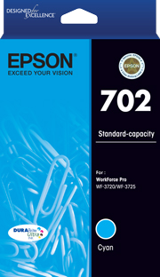 1 x Genuine Epson 702 Cyan Ink Cartridge Standard Yield