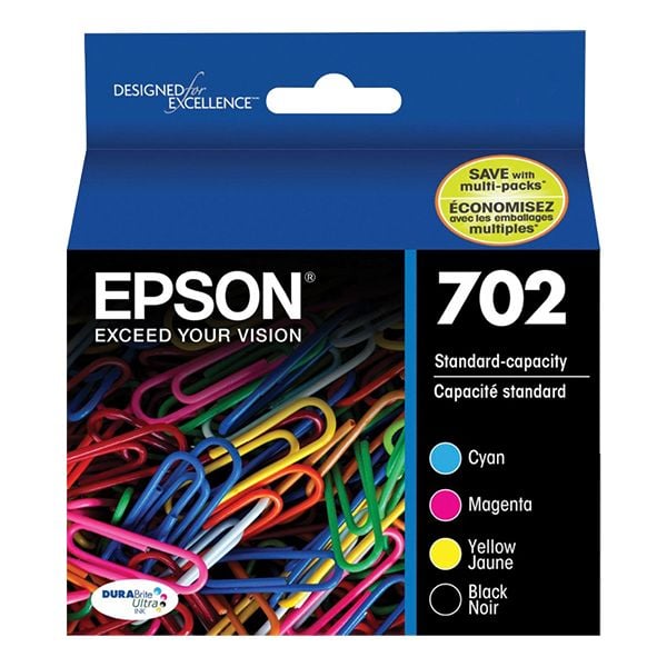 1 x Genuine Epson 702 4 Colour BCMY Ink Cartridge Value Pack Standard Yield