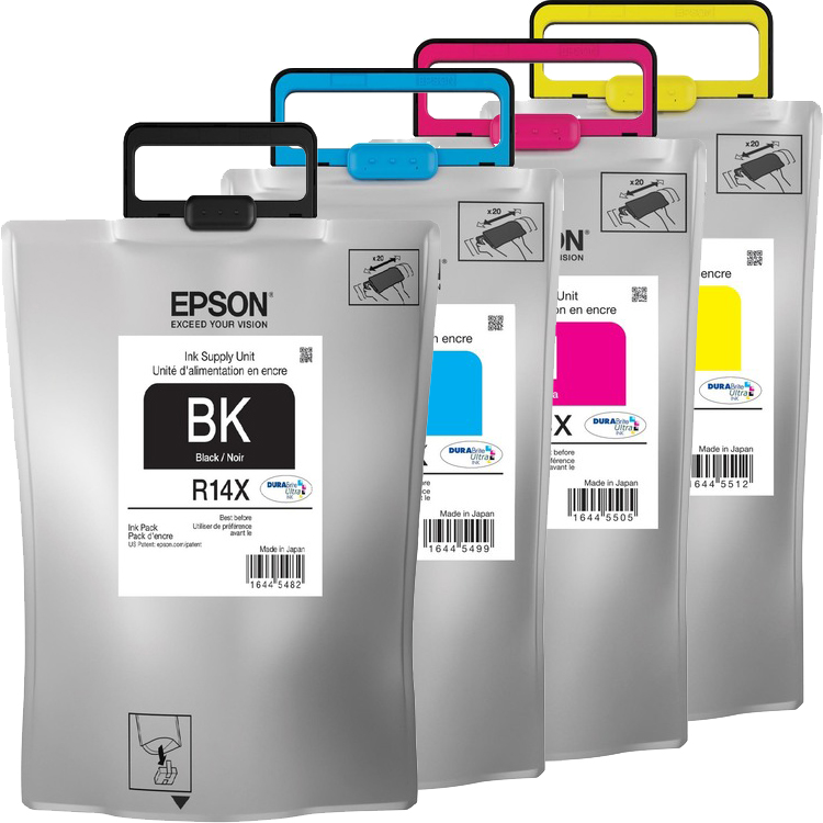 4 Pack Genuine Epson R14X Ink Pack Set (1BK,1C,1M,1Y) High Yield