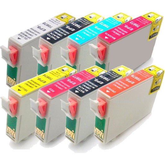 8 Pack Compatible Epson T0870 T0871 T0872 T0873 T0874 T0877 T0878 T0879 Ink Cartridge Set