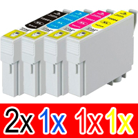 5 Pack Compatible Epson 200XL Ink Cartridge Set (2BK,1C,1M,1Y) High Yield