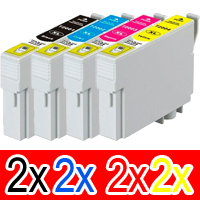 8 Pack Compatible Epson 200XL Ink Cartridge Set (2BK,2C,2M,2Y) High Yield