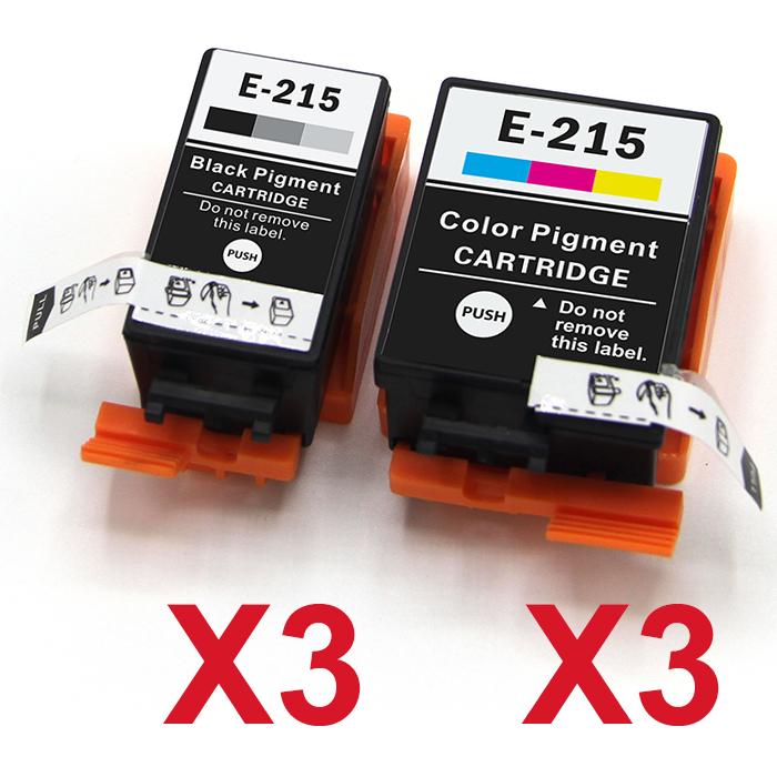 6 Pack Compatible Epson 215 Ink Cartridge Set (3BK,3CL)