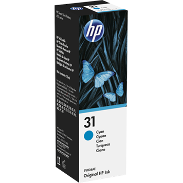 1 x Genuine HP 31 Cyan Ink Bottle 1VU26AA