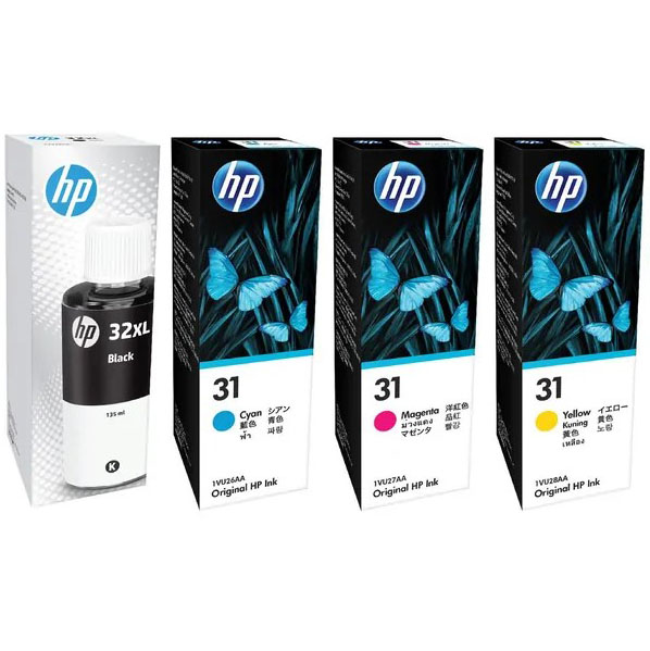 4 Pack Genuine HP 32XL 31 Ink Bottle Set (1BK,1C,1M,1Y) 1VV24AA 1VU26AA 1VU27AA 1VU28AA