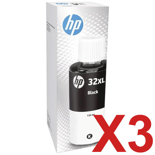 3 x Genuine HP 32XL Black Ink Bottle 1VV24AA