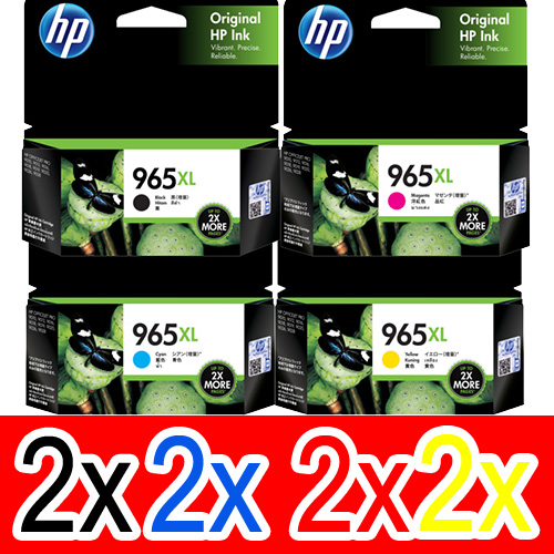 8 Pack Genuine HP 965XL Ink Cartridge Set (2BK,2C,2M,2Y) 3JA84AA 3JA81AA 3JA82AA 3JA83AA