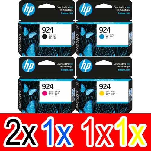 5 Pack Genuine HP 924 Ink Cartridge Set (2BK,1C,1M,1Y) 4K0U6NA 4K0U3NA 4K0U4NA 4K0U5NA