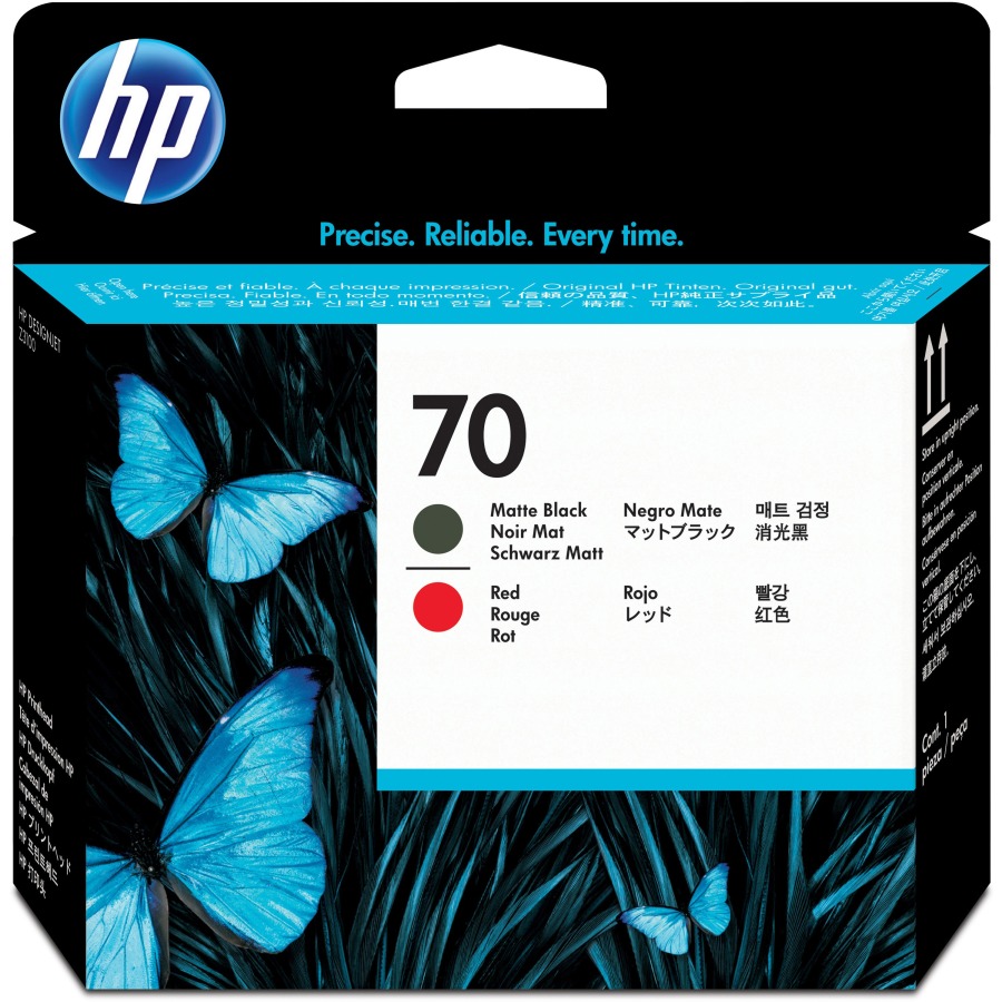 1 x Genuine HP 70 Matte Black & Red Printhead C9409A