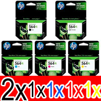 6 Pack Genuine HP 564XL Ink Cartridge Set (2BK,1PBK,1C,1M,1Y) CN684WA CB322WA CB323WA CB324WA CB325WA