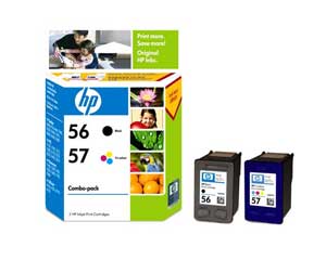 1 x Genuine HP 56 & 57 Black & Colour Ink Cartridge Combo Pack CC629AA