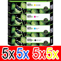20 Pack Genuine HP 970XL 971XL Ink Cartridge Set (5BK,5C,5M,5Y) CN625AA CN626AA CN627AA CN628AA