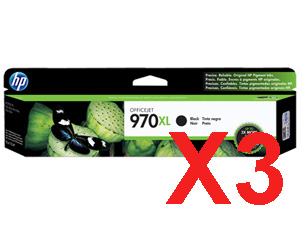3 x Genuine HP 970XL Black Ink Cartridge CN625AA