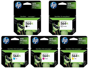 5 Pack Genuine HP 564XL Ink Cartridge Set (1BK,1PBK,1C,1M,1Y) CN684WA CB322WA CB323WA CB324WA CB325WA