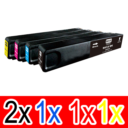 5 Pack Compatible HP 981X Ink Cartridge Set (2BK,1C,1M,1Y) L0R12A L0R09A L0R10A L0R11A