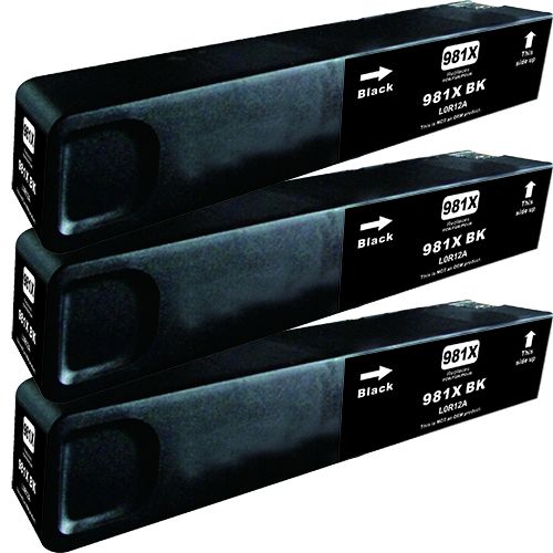 3 x Compatible HP 981X Black Ink Cartridge L0R12A