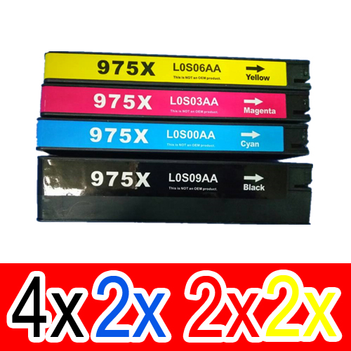 10 Pack Compatible HP 975X Ink Cartridge Set (4BK,2C,2M,2Y) L0S09AA L0S00AA L0S03AA L0S06AA