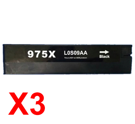 3 x Compatible HP 975X Black Ink Cartridge L0S09AA