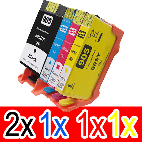 5 Pack Compatible HP 905XL Ink Cartridge Set (2BK,1C,1M,1Y) T6M17AA T6M05AA T6M09AA T6M13AA