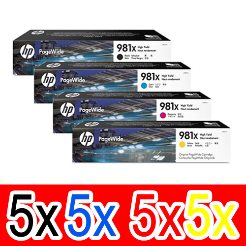 20 Pack Genuine HP 981X Ink Cartridge Set (5BK,5C,5M,5Y) L0R12A L0R09A L0R10A L0R11A