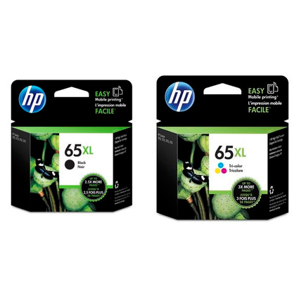 2 Pack Genuine HP 65XL Black & Colour Ink Cartridge Set (1BK,1C) N9K04AA N9K03AA