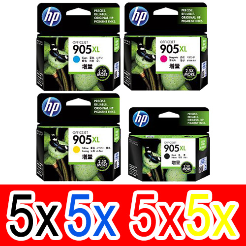 20 Pack Genuine HP 905XL Ink Cartridge Set (5BK,5C,5M,5Y) T6M17AA T6M05AA T6M09AA T6M13AA