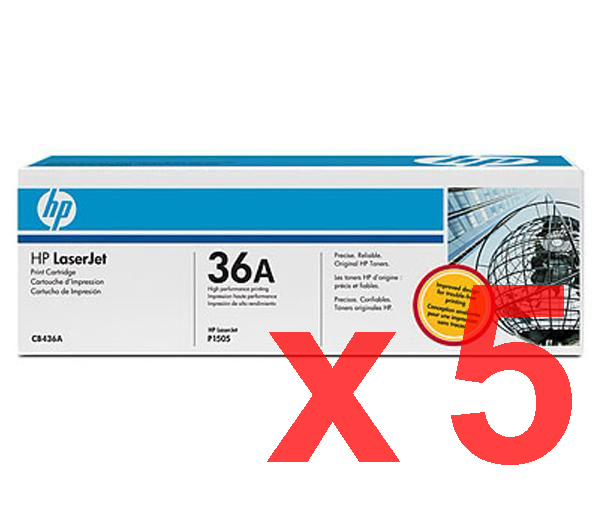5 x Genuine HP CB436A Toner Cartridge 36A