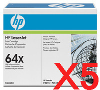 5 x Genuine HP CC364X Toner Cartridge 64X