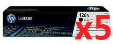 5 x Genuine HP CE310A Black Toner Cartridge 126A