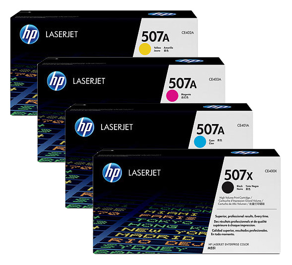 4 Pack Genuine HP CE400X CE401A CE403A CE402A Toner Cartridge Set 507X 507A