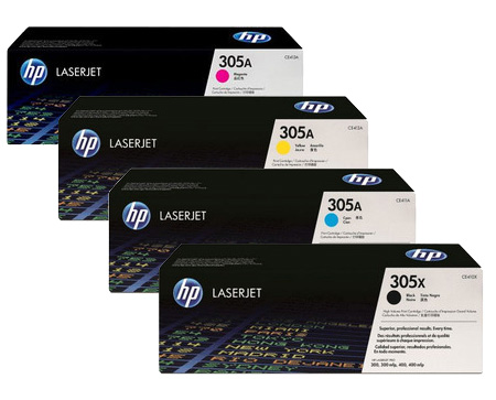 4 Pack Genuine HP CE410X CE411A CE413A CE412A Toner Cartridge Set 305X 305A