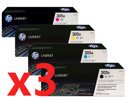 3 Lots of 4 Pack Genuine HP CE410X CE411A CE413A CE412A Toner Cartridge Set 305X 305A
