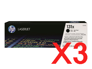 3 x Genuine HP CF210X Black Toner Cartridge 131X
