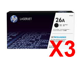 3 x Genuine HP CF226A Toner Cartridge 26A