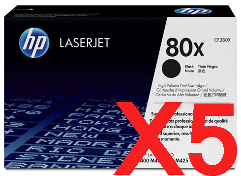 5 x Genuine HP CF280X Toner Cartridge 80X