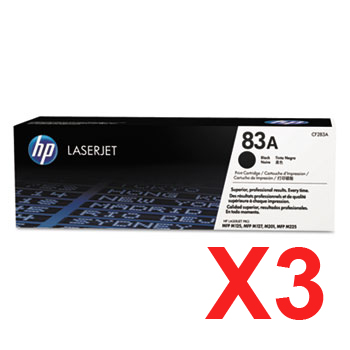 3 x Genuine HP CF283A Toner Cartridge 83A