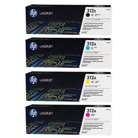 4 Pack Genuine HP CF380X CF381A CF383A CF382A Toner Cartridge Set 312X 312A