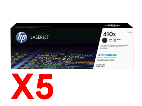 5 x Genuine HP CF410X Black Toner Cartridge 410X