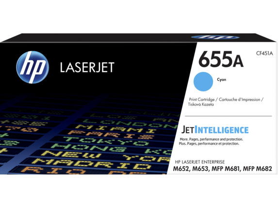 1 x Genuine HP CF451A Cyan Toner Cartridge 655A