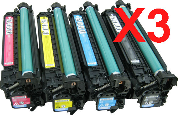 3 Lots of 4 Pack Compatible HP CE250X CE251A CE252A CE253A Toner Cartridge Set 504X 504A
