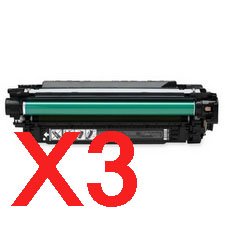 3 x Compatible HP CE250X Black Toner Cartridge 504X