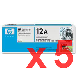 5 x Genuine HP Q2612A Toner Cartridge 12A
